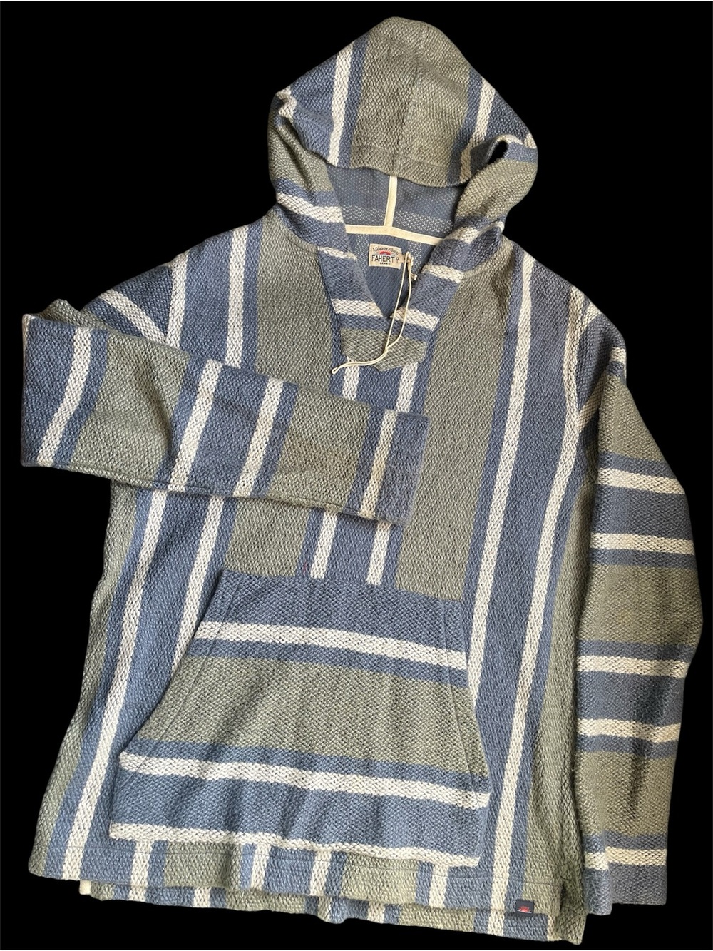 Faherty Men's Biarritz Hoodie 100% Pacific Break Stripe Size M